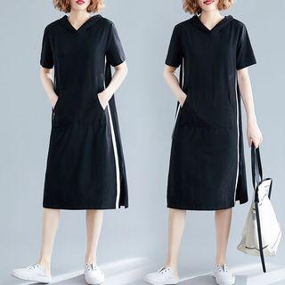 Plain Hooded Medium Maxi Dress