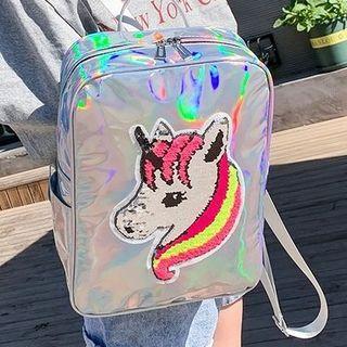Sequin Unicorn Zip Backpack