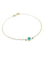 Jennifer Meyer Diamond Turquoise Inlay Circle Bracelet - Yellow Gold