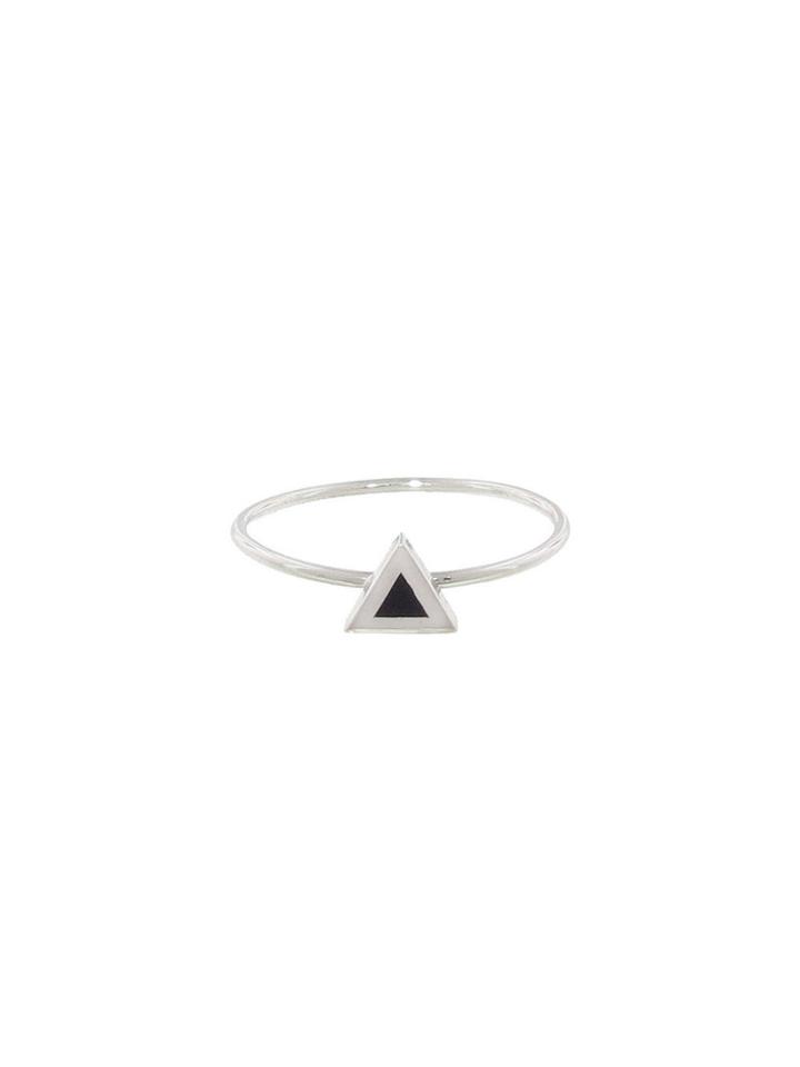 Jennifer Meyer Black Onyx Inlay Triangle Ring - White Gold