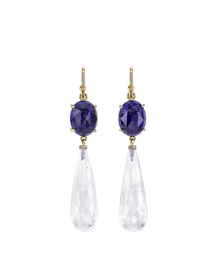 Irene Neuwirth Lapis And Rainbow Moonstone Drop Earrings