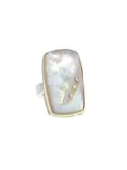 Jamie Joseph Mother Of Pearl Rectangle Ring With Diamonds