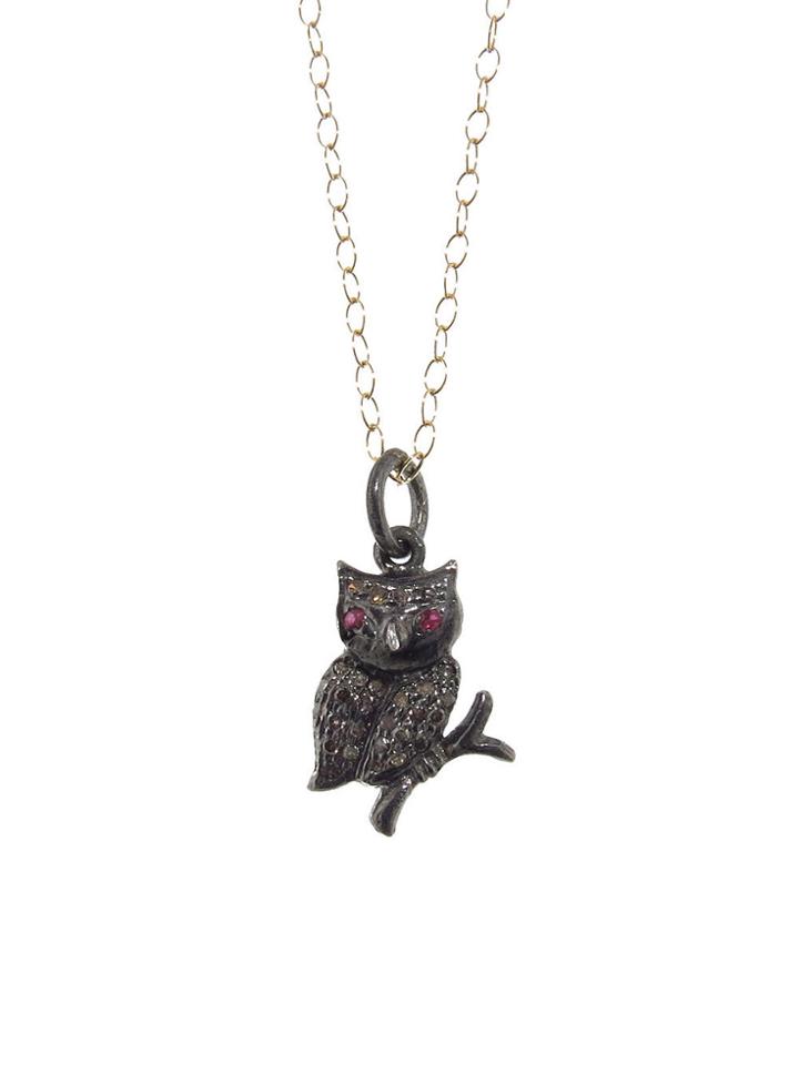 Ylang 23 Pave Diamond Owl Pendant
