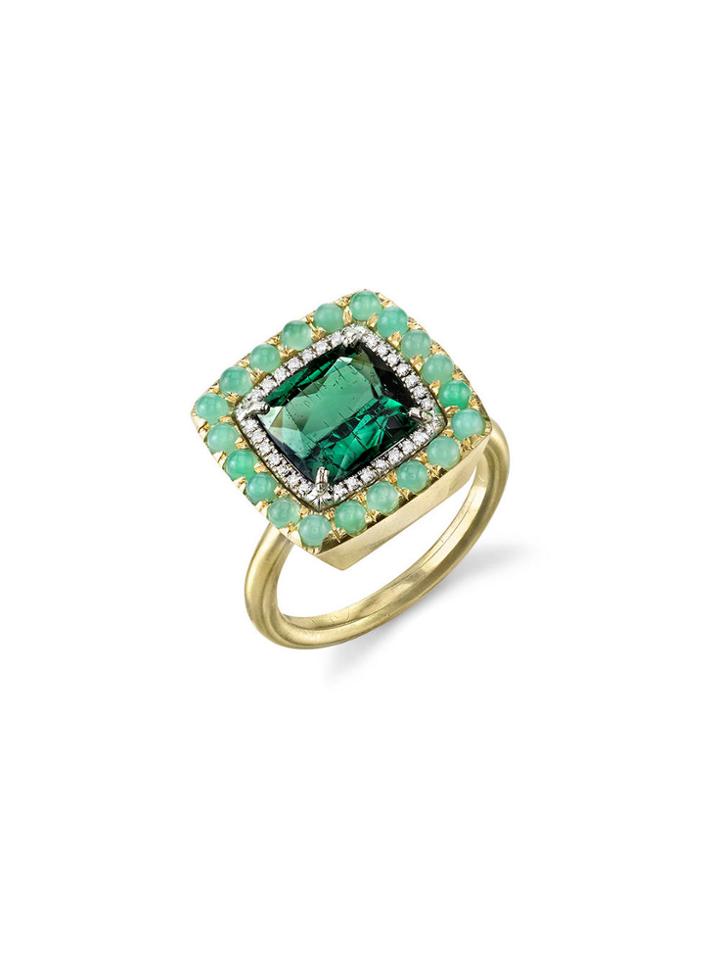 Irene Neuwirth Green Tourmaline, Chrysoprase And Diamond Ring