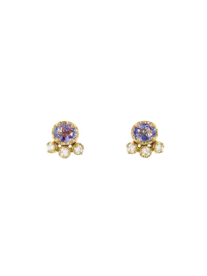 Yasuko Azuma Tanzanite Muguet Studs With Diamonds