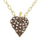Cathy Waterman Rose Cut Diamond Leaf Necklace - 22 Karat Gold