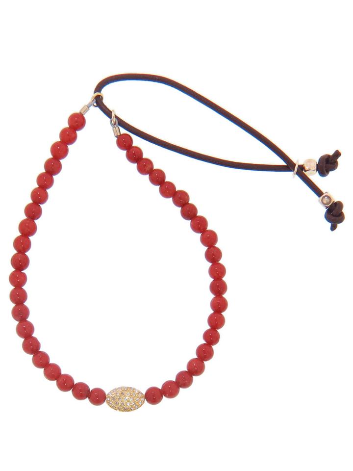 Catherine Michiels Coral Stardust Bracelet With Double-sided Pave Diamond Oval- Yellow Gold
