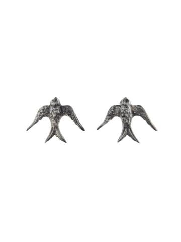 Blackbird And The Snow Bird Stud Earrings - Sterling Silver