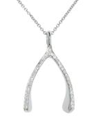 Jennifer Meyer Diamond Wishbone Pendant - White Gold