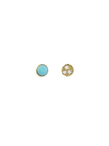 Mociun Mismatched Circle Turquoise And Diamond Studs