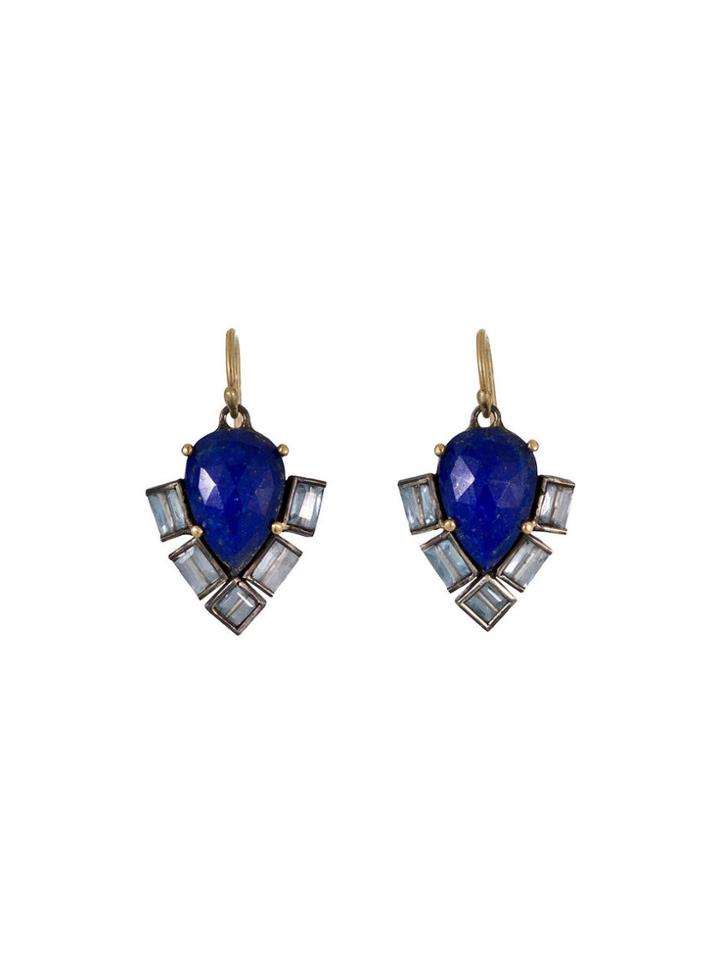 Nak Armstrong Lapis And Aquamarine Drop Earrings