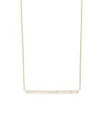 Sethi Couture White Baguette Diamond Bar Necklace - Yellow Gold