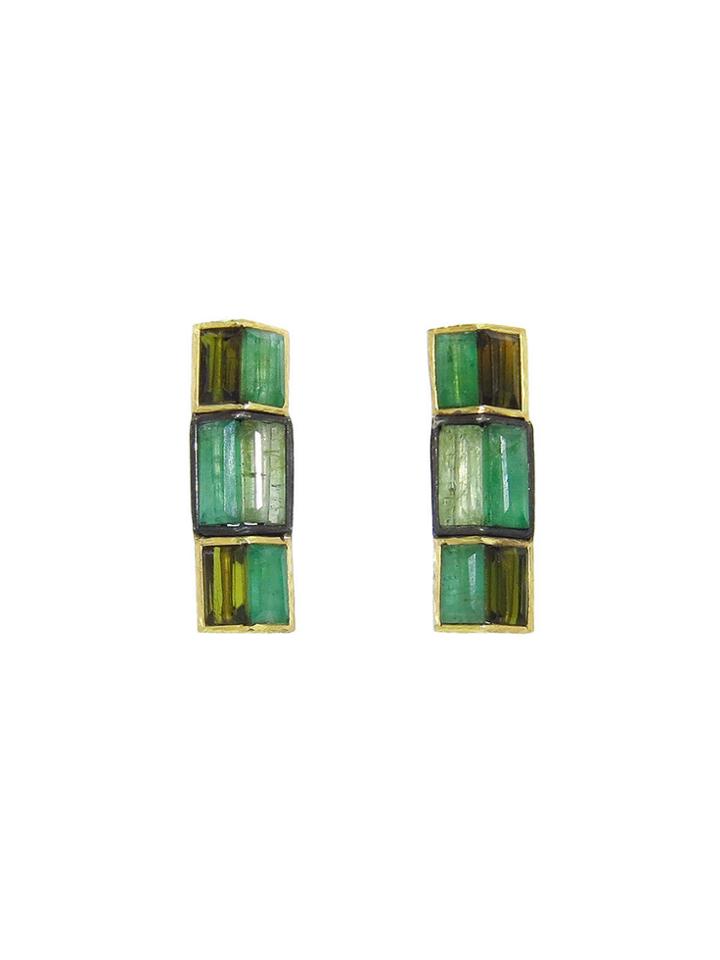 Nak Armstrong Handmade Emerald Mosaic Earrings