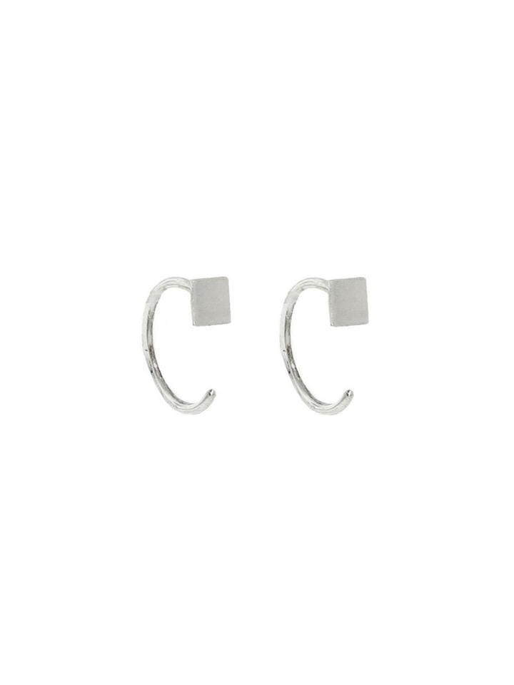 Melissa Joy Manning Solid Square Hug Earrings - Sterling Silver