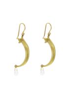 Annette Ferdinandsen Small Claw Earrings With Rainbow Moonstones - Yellow Gold