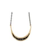 Ariko Crescent Moon Pendant With Black Diamonds