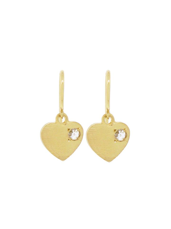 Irene Neuwirth Charity Charm Heart Earrings With Rose Cut Diamonds - Yellow Gold