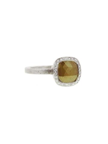 Todd Reed Green Square Diamond Solitaire In Palladium
