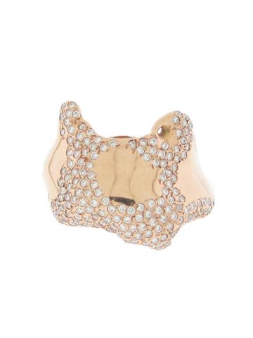 Lucifer Vir Honestus Half Fascia Ring With Diamonds - Rose Gold
