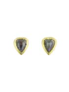Todd Reed Teardrop Black Diamond Studs - Yellow Gold