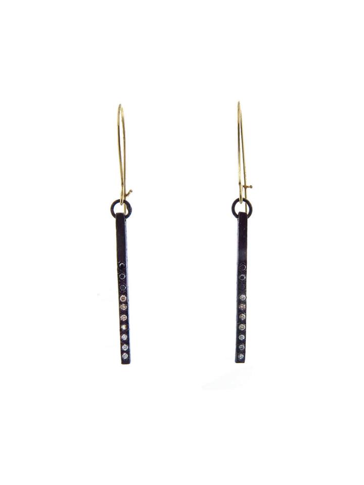 Ariko Lava Textured Bar Earrings With Diamonds