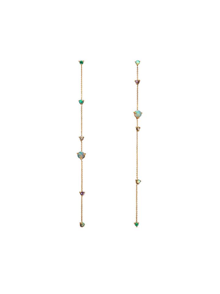 Wwake Linear Chain Earrings - Yellow Gold