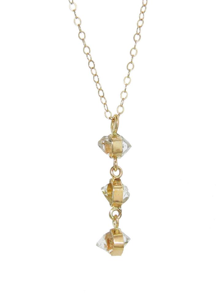 Melissa Joy Manning Herkimer Diamond 3 Drop Necklace