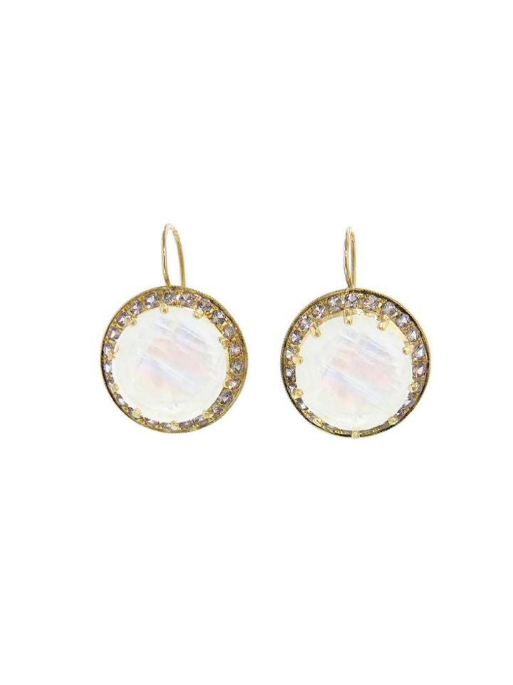 Andrea Fohrman Large Faceted Rainbow Moonstone Earrings