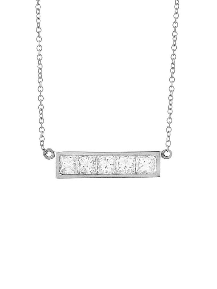 Jennifer Meyer Princess Cut Diamond Bar Necklace