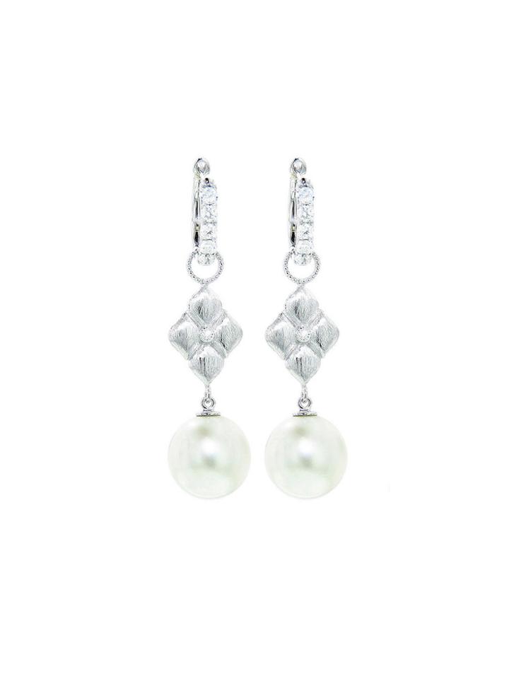 Jude Frances Quilted Pearl Drop Earring Charms - White Gold