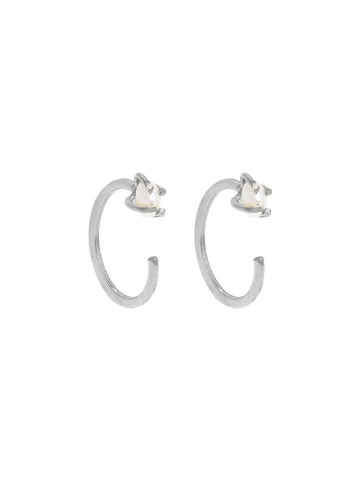 Melissa Joy Manning Tiny Pearl Hugs - Silver Earrings