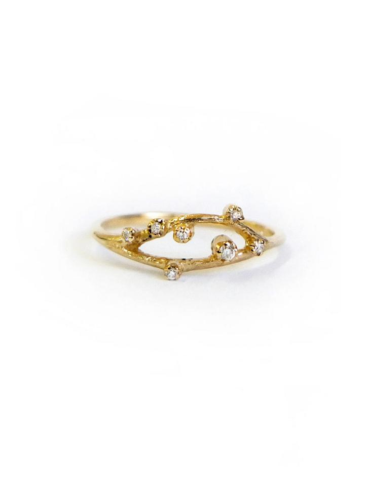 N+a New York Open Branch Ring With Scattered Diamonds