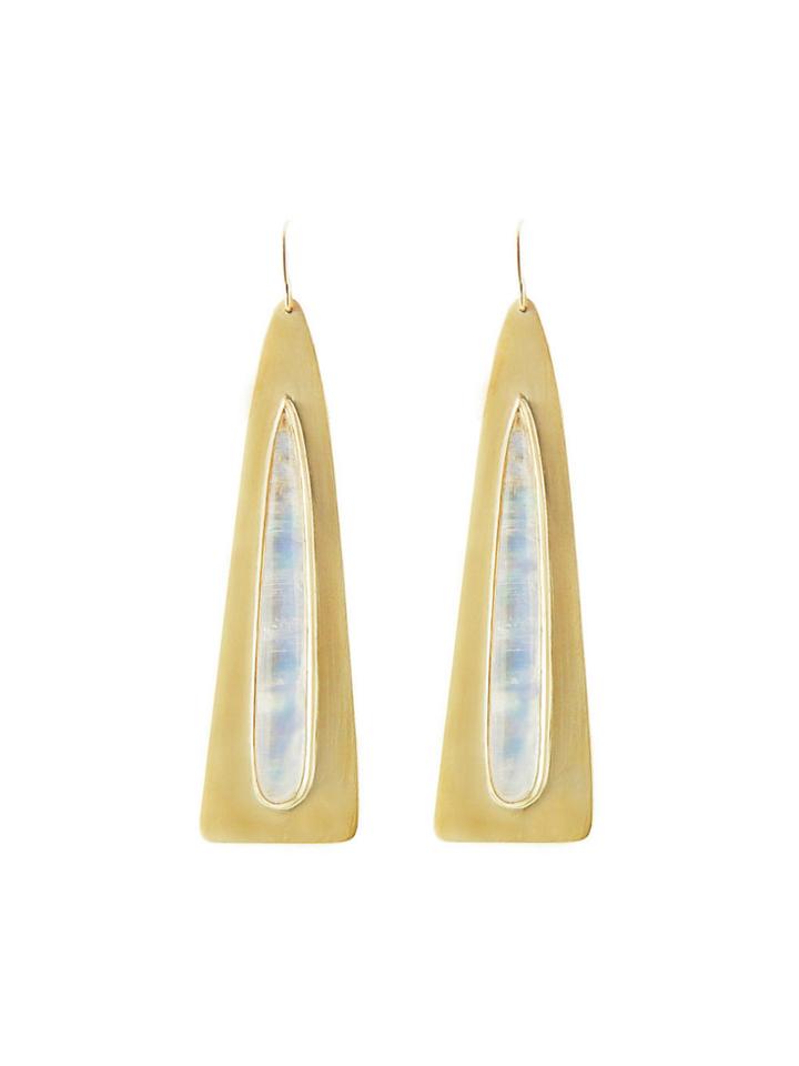 Irene Neuwirth Pear Shape Rainbow Moonstone Earrings