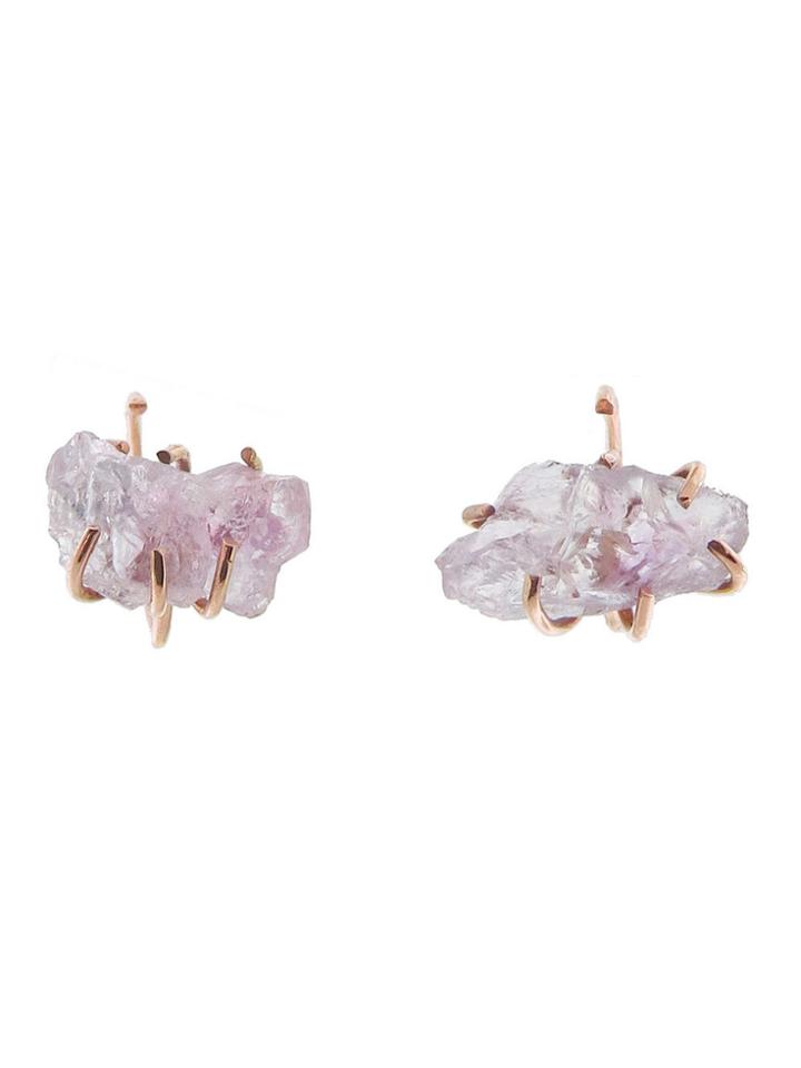 Melissa Joy Manning Raw Rose Quartz Hug Earrings