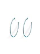 Ylang 23 Skinny Deco Hoops With Blue Enamel - White Gold