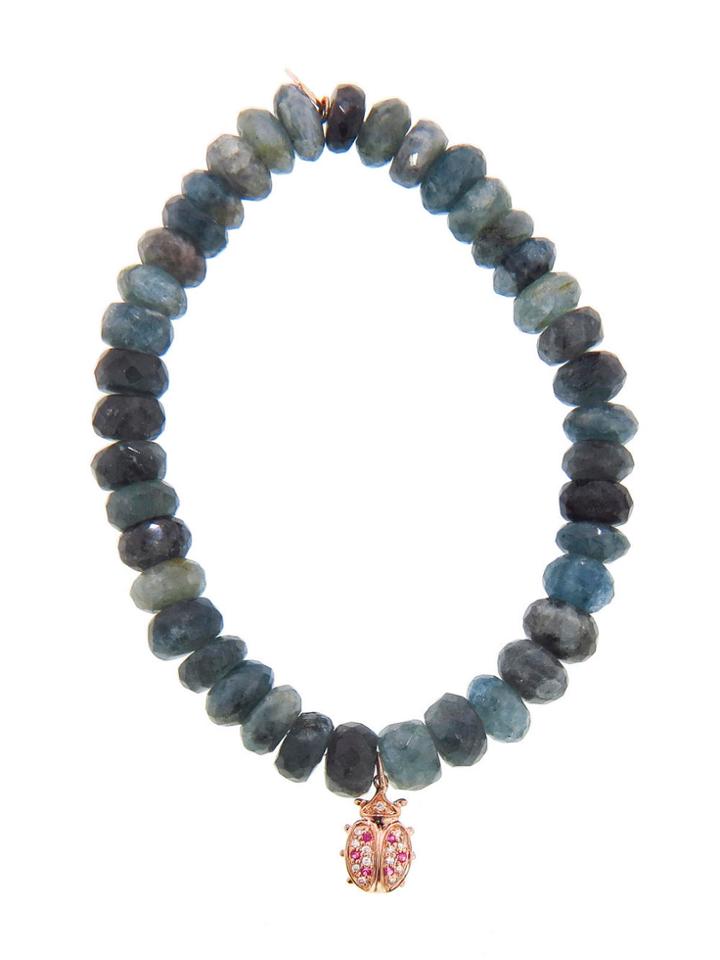 Sydney Evan Moss Aqua And Lady Bug Bracelet - Rose Gold