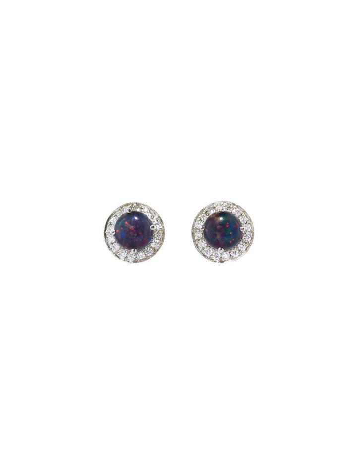 Andrea Fohrman Opal Doublet Studs With Diamonds - White Gold