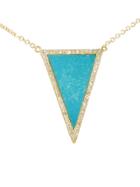 Jennifer Meyer Diamond Turquoise Inlay Triangle Pendant Necklace - Yellow Gold
