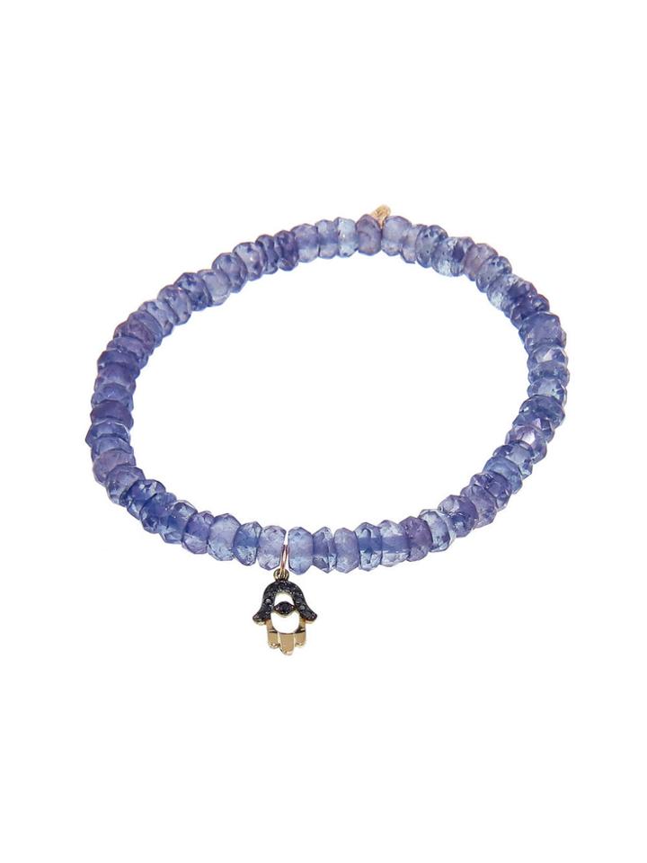 Sydney Evan Cut Out Hamsa On Faceted Blue Quartz - Yellow Gold