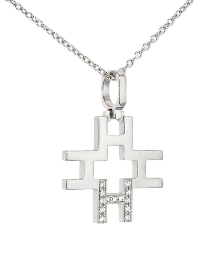 India Hicks Silver Love Letters Necklace With Diamonds - H - Oprah's Favorite Things