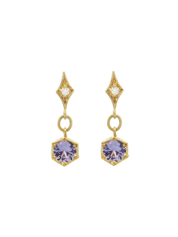 Cathy Waterman Purple Sapphire Bezel Set Earrings
