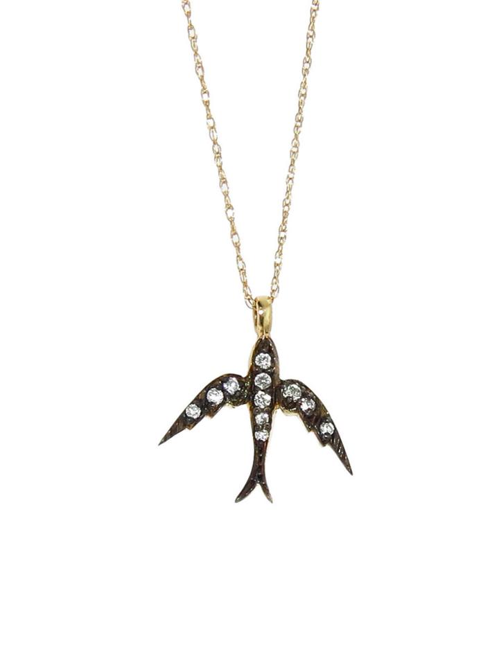 Blackbird And The Snow Small Diamond Bird Necklace