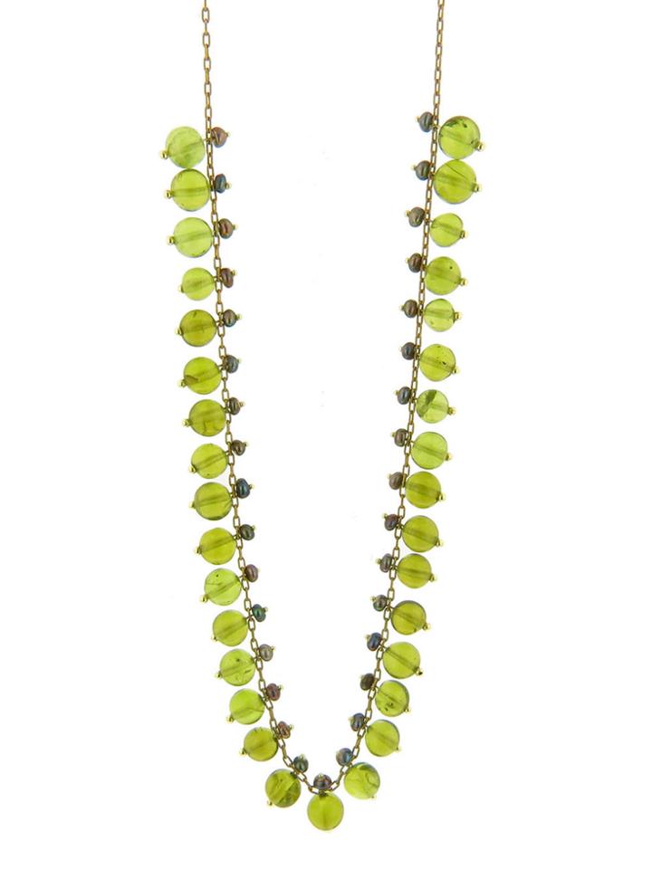 Ten Thousand Things Black Pearl And Peridot Bead Choker - Yellow Gold
