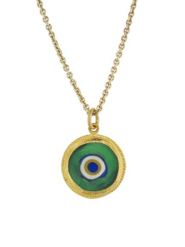 Ara Collection Large Green Evil Eye Pendant