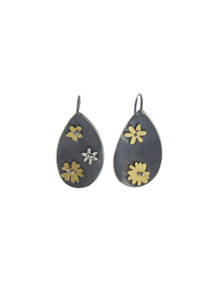 Himatsingka Medium Buttercup Flower Teardrop Earrings