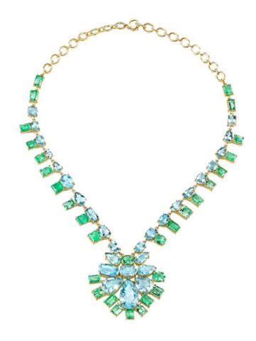 Irene Neuwirth Colombian Emerald And Blue Aquamarine Necklace