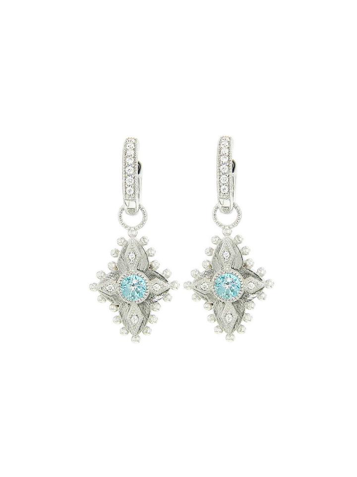 Jude Frances Beaded Kite Earring Charms With Turquoise Blue Topaz - White Gold