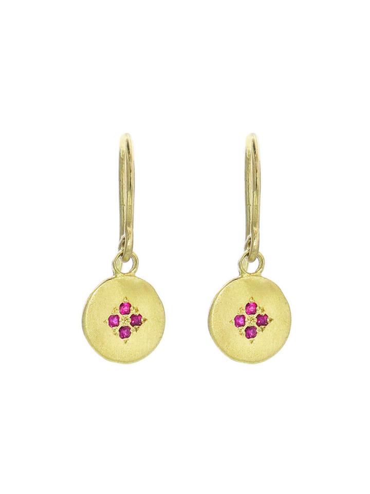 Adel Chefridi Four Stone Ruby Earrings- Yellow Gold