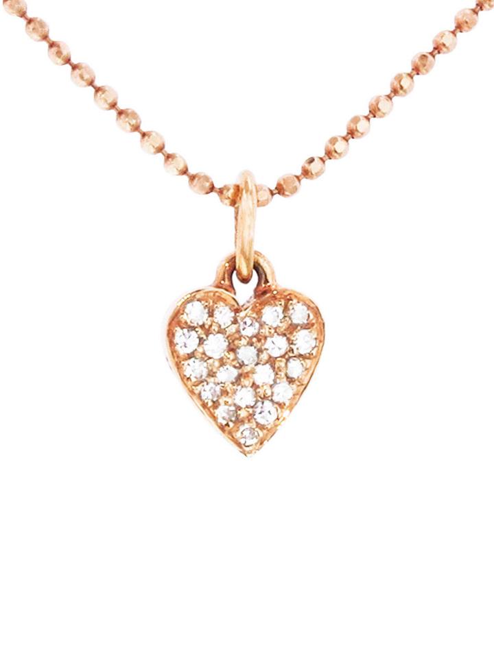 Jennifer Meyer Diamond Heart Chain Necklace - Rose Gold