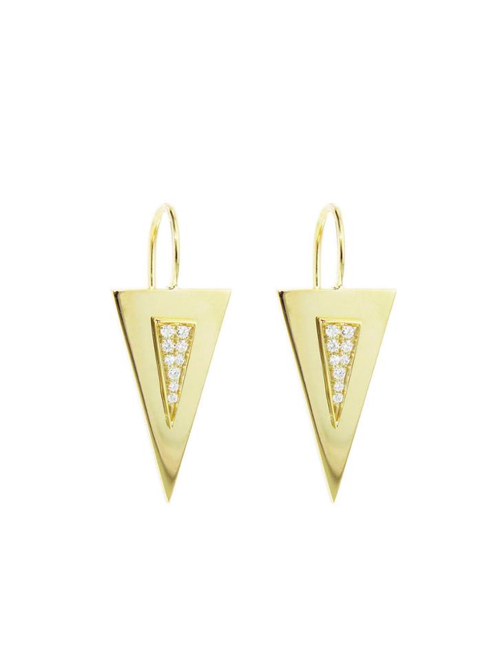Janis Savitt Pave Diamond Triangle Earrings